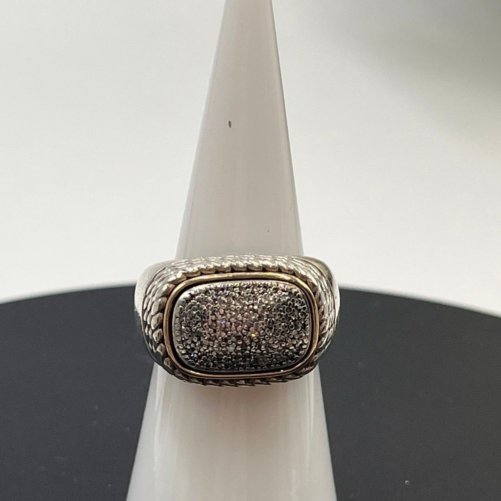 Alwand Vahan 925 sterling silver 14k diamond cluster cocktail statement Ring 7.2